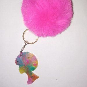MultiColored Koolaid African Afro Woman Keychain